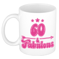 Verjaardag cadeau mok 60 jaar   geweldig   roze   300 ml   Keramiek