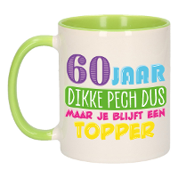 Verjaardag cadeau mok 60 jaar   groen   dikke pech dus   300 ml   Keramiek