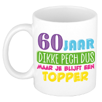Verjaardag cadeau mok 60 jaar   wit   dikke pech dus   300 ml   Keramiek