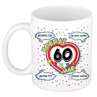 Verjaardag cadeau mok 60 jaar   wit   goddelijk   300 ml   keramiek