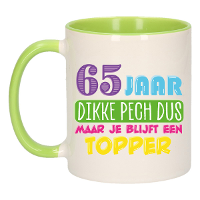 Verjaardag cadeau mok 65 jaar   groen   dikke pech dus   300 ml   Keramiek