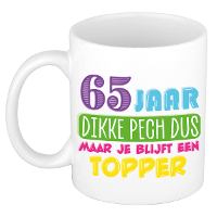 Verjaardag cadeau mok 65 jaar   wit   dikke pech dus   300 ml   Keramiek