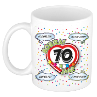 Verjaardag cadeau mok 70 jaar   wit   goddelijk   300 ml   keramiek