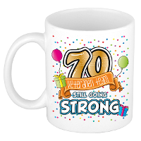 Verjaardag cadeau mok 70 jaar   wit   veteranen team   300 ml   keramiek