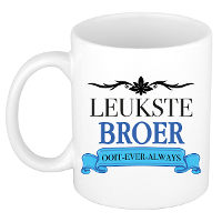 Verjaardag cadeau mok   blauw   leukste broer ooit   300 ml   keramiek