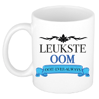 Verjaardag cadeau mok   blauw   leukste oom ooit   300 ml   keramiek