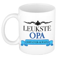Verjaardag cadeau mok   blauw   leukste opa ooit   300 ml   keramiek
