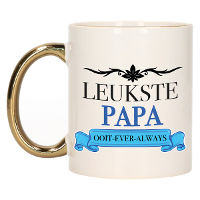 Verjaardag cadeau mok   blauwe   leukste papa ooit   gouden handvat   300 ml   Vaderdag