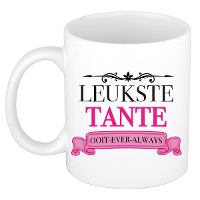 Verjaardag cadeau mok   roze   leukste tante ooit   300 ml   keramiek