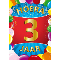 Verjaardag deurposter   3 jaar   multi   59 x 43 cm   leeftijd feestartikelen