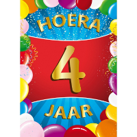 Verjaardag deurposter   4 jaar   multi   59 x 84 cm   leeftijd feestartikelen