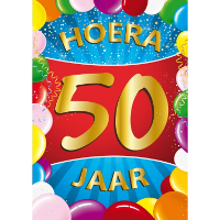 Verjaardag deurposter   50 jaar   multi   59 x 84 cm   leeftijd feestartikelen   Abraham/Sarah