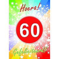 Verjaardag deurposter   60 jaar   59 x 42 cm   leeftijd feestartikelen
