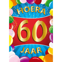 Verjaardag deurposter   60 jaar   multi   59 x 84 cm   leeftijd feestartikelen