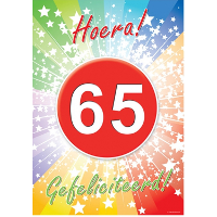 Verjaardag deurposter   65 jaar   59 x 42 cm   leeftijd feestartikelen