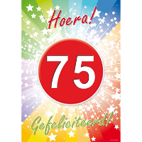 Verjaardag deurposter   75 jaar   59 x 42 cm   leeftijd feestartikelen