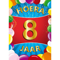 Verjaardag deurposter   8 jaar   multi   59 x 84 cm   leeftijd feestartikelen