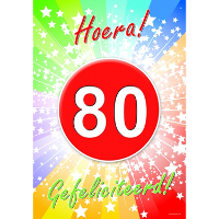 Verjaardag deurposter   80 jaar   59 x 42 cm   leeftijd feestartikelen