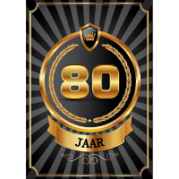 Verjaardag deurposter   80 jaar   goud   59 x 42 cm   leeftijd feestartikelen