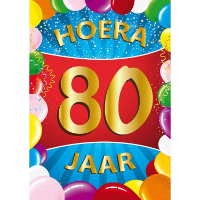 Verjaardag deurposter   80 jaar   multi   59 x 84 cm   leeftijd feestartikelen