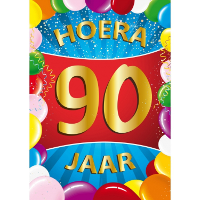 Verjaardag deurposter   90 jaar   multi   59 x 84 cm   leeftijd feestartikelen