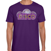 Verkleed feestkleding t shirt heren   paars   DISCO   Seventies   Eighties party   discobol