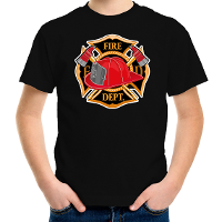 Verkleed t shirt   Brandweer logo   zwart   kinderen   brandweer thema kleding
