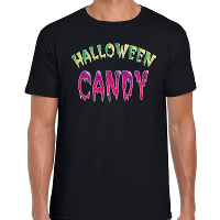 Verkleed t shirt   Halloween candy   zwart   voor heren   verkleedshirt