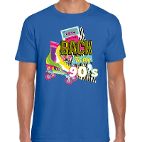 Verkleed T shirt voor heren   back to the 90s   blauw   jaren 90   foute party   carnaval