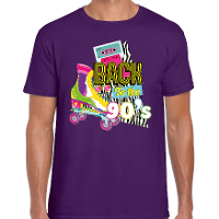 Verkleed T shirt voor heren   back to the 90s   paars   jaren 90   foute party   carnaval