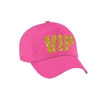 VIP tekst petje   roze met gouden print   voor dames en heren   kleding   glitter and glamour