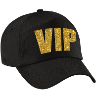 VIP tekst petje   zwart met gouden print   voor dames en heren   kleding   glitter and glamour