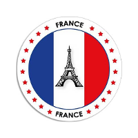 Vlag van Frankrijk stickers   rond   D14,8 cm   in vlag kleuren   Landen thema