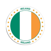 Vlag van Ierland stickers   rond   D14,8 cm   in vlag kleuren   Landen thema