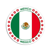Vlag van Mexico stickers   rond   D14,8 cm   in vlag kleuren   Landen thema