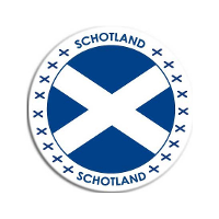 Vlag van Schotland stickers   rond   D14,8 cm   in vlag kleuren   Landen thema