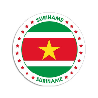 Vlag van Suriname stickers   rond   D14,8 cm   in vlag kleuren   Landen thema