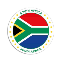 Vlag van Zuid Afrika stickers   rond   D14,8 cm   in vlag kleuren   Landen thema