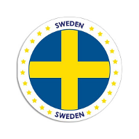 Vlag van Zweden stickers   rond   D14,8 cm   in vlag kleuren   Landen thema