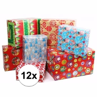 Voordeel pakket kerstpapier 12 rollen