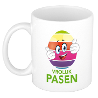 Vrolijk Pasen / paasei die duimen schuin opsteekt mok/ beker   Pasen mokken