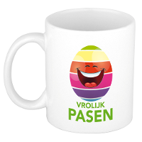 Vrolijk Pasen / paasei die lacht mok/ beker   Pasen mokken