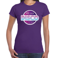 We love disco feest t shirt paars voor dames