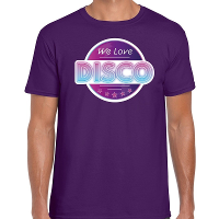 We love disco feest t shirt paars voor heren