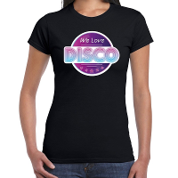 We love disco feest t shirt zwart voor dames