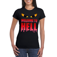 Welcome to hell   Halloween   Duivel   t shirt   zwart   dames