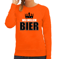 Wij Willem bier sweater oranje voor dames   Koningsdag truien