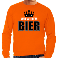 Wij Willem bier sweater oranje voor heren   Koningsdag truien