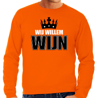Wij Willem wijn sweater oranje voor heren   Koningsdag truien