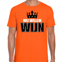 Wij Willem wijn t shirt oranje voor heren   Koningsdag shirts